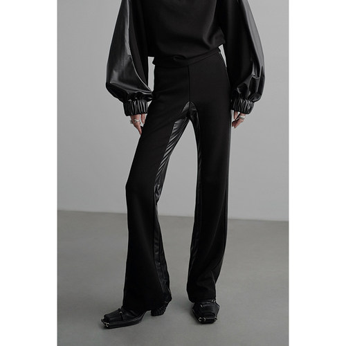 无以幻象环保软皮拼接长裤