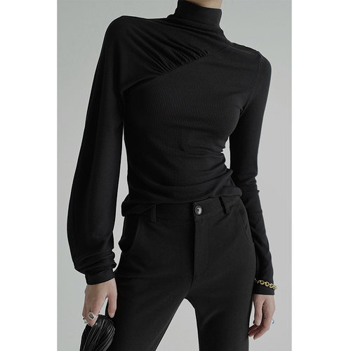 陈太太不对称长袖小高领