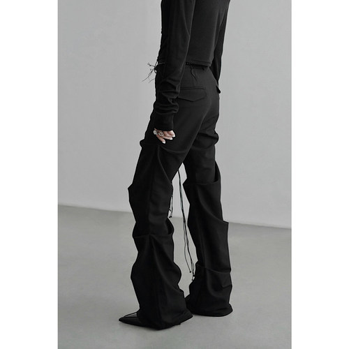 无以幻象打褶微喇裤