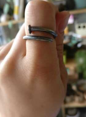 是物工坊999纯银做旧情侣戒指