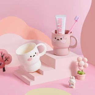 可爱兔子塑料漱口杯儿童学生家用浴室洗刷塑料杯成人刷牙漱口杯子