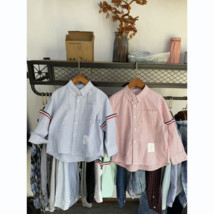 实拍~PKDS英国单 男女童春款长绒棉条纹衬衫纯棉长袖衬衣百搭外套