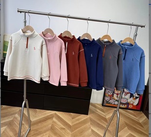 特价清仓 儿童双面绒毛卫衣男童女童半拉链立领上衣