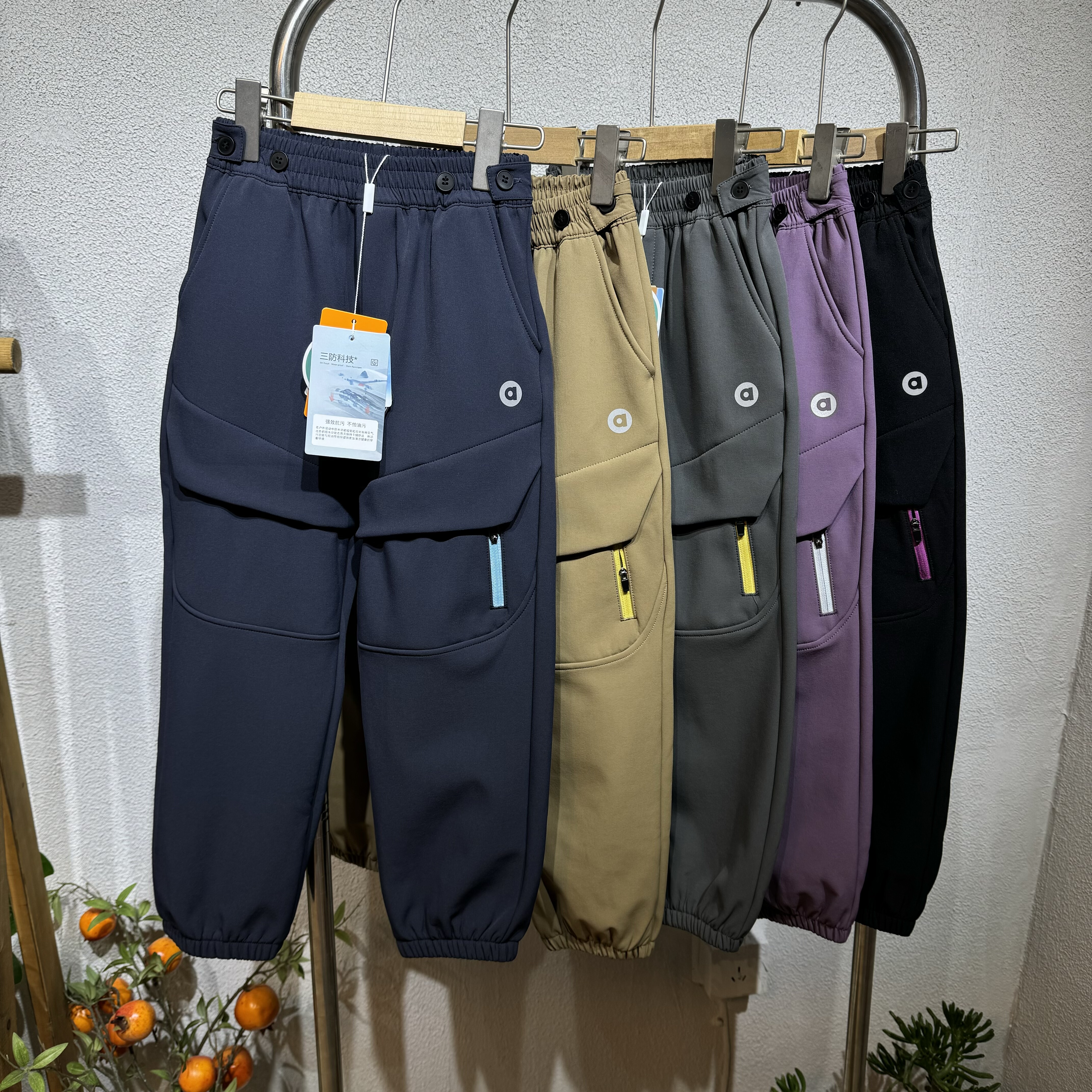 青岛外贸冬款一体绒儿童户外三防冲锋裤加绒保暖长裤男女童防风裤