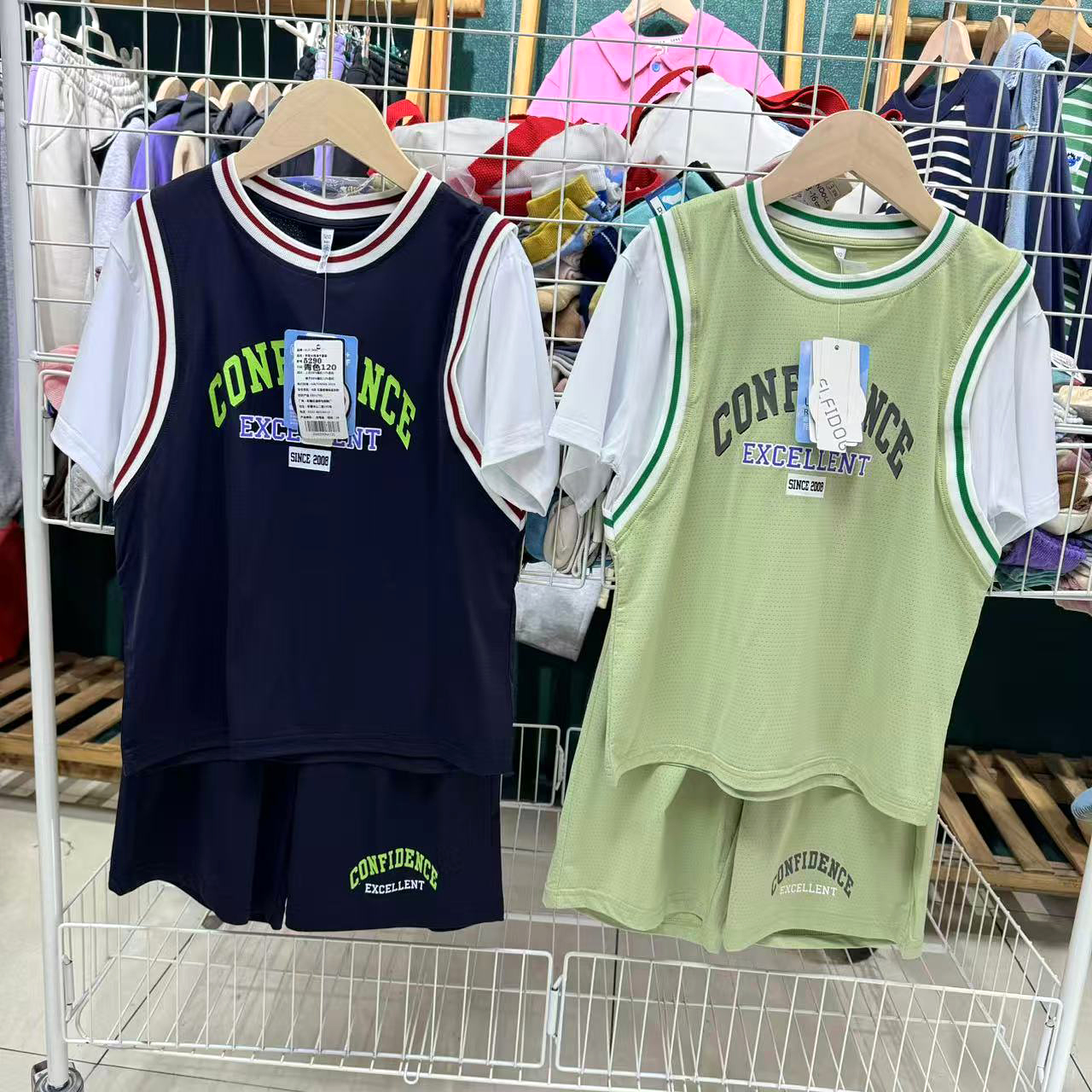 青岛保税仓 中大童短袖凉感套装 男童速干透气运动套装夏季两件套