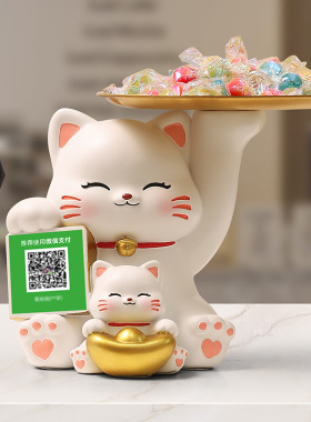 亮彩树脂中式招财猫摆件装饰摆件