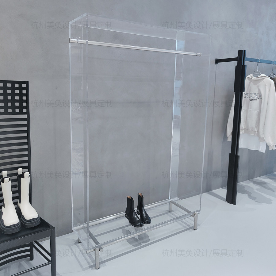 美奂亚克力服装展示架移动式专卖店现代简约可定制落地式服装店