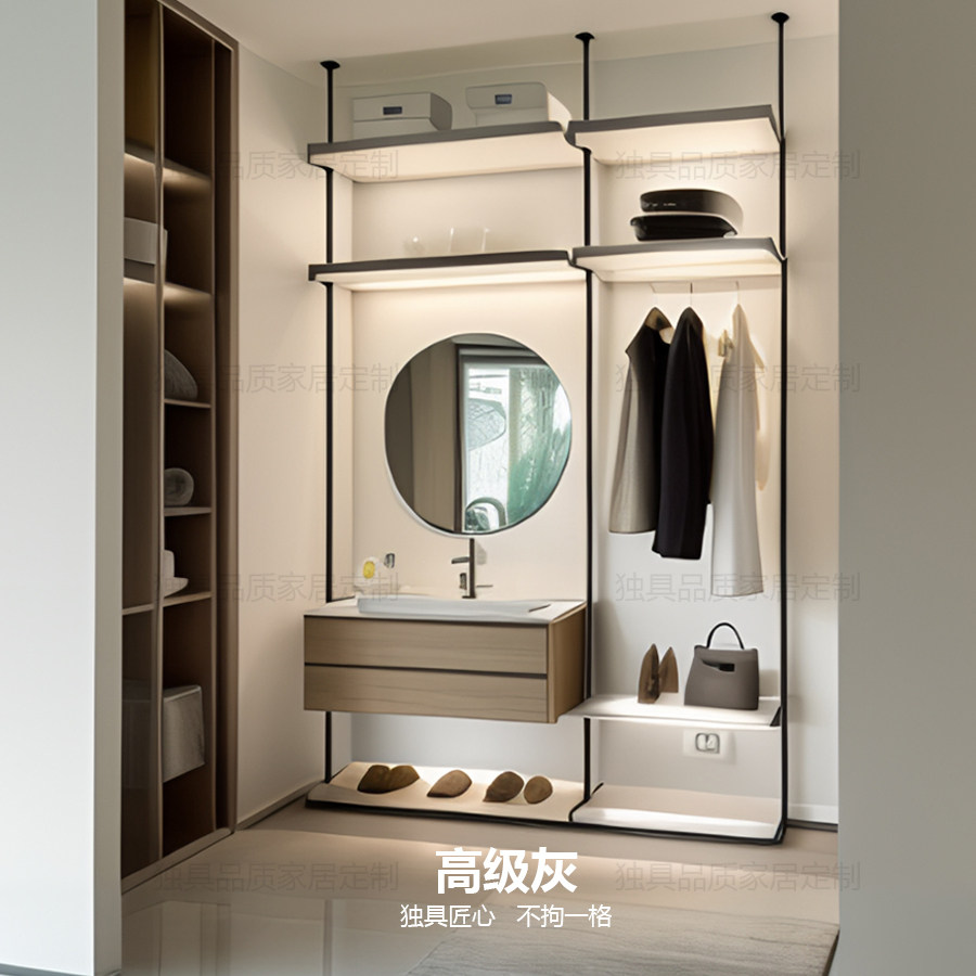 独具定制转角衣帽间现代简约多功能收纳衣帽架整体定制酒店衣柜