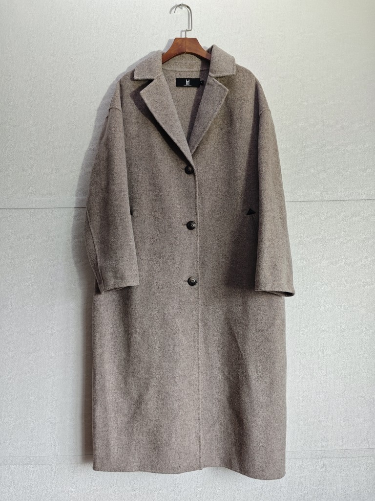 2025秋冬新款时尚百搭款双面羊绒大衣女中长款宽松显瘦羊毛呢外套