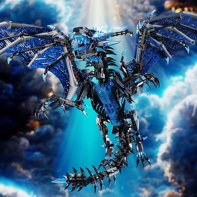 新年礼物积木魔兽冰霜巨龙火焰飞龙模型儿童拼插装玩具超大型神龙