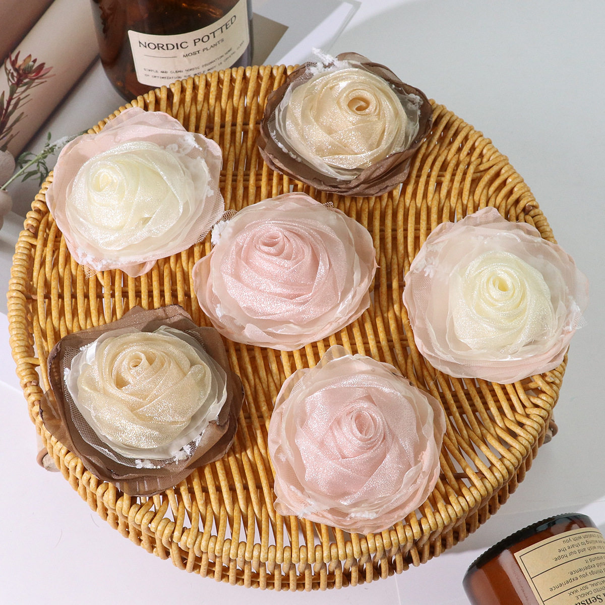 欧根纱蕾丝花边玫瑰花朵辅料颈花胸针发夹服装配件烫边半成品配件,居家布艺,珠子/钻饰/花朵等配饰,淘宝优惠券,粉丝福利购,淘宝优惠卷