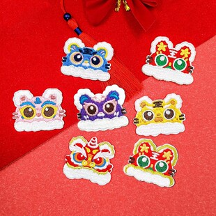 国风虎头刺绣布贴自粘衣服装 饰贴羽绒服补丁贴春节喜庆卡通绣花标