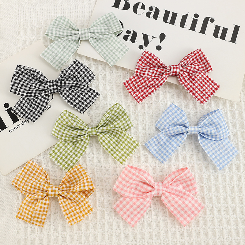 清新格子蝴蝶结头饰配饰礼品包装少女发饰娃衣玩具服装饰jk配件