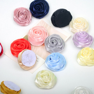 韩版流光纱卷边玫瑰花朵DIY头花发夹胸花二次元包包材料饰品配件