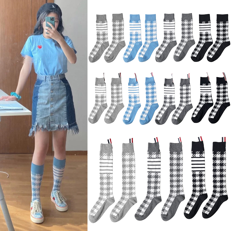 网红不对称订标小腿袜春夏新品