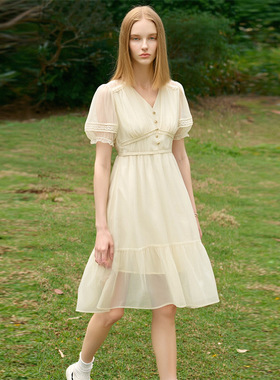 一手货源【missli】品牌专柜撤柜！纯色气质收腰显瘦连衣裙女25夏