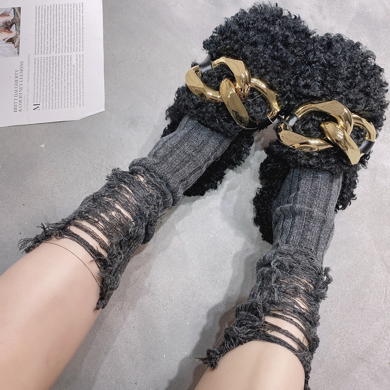 阿希哥网红破洞乞丐中筒袜堆堆袜