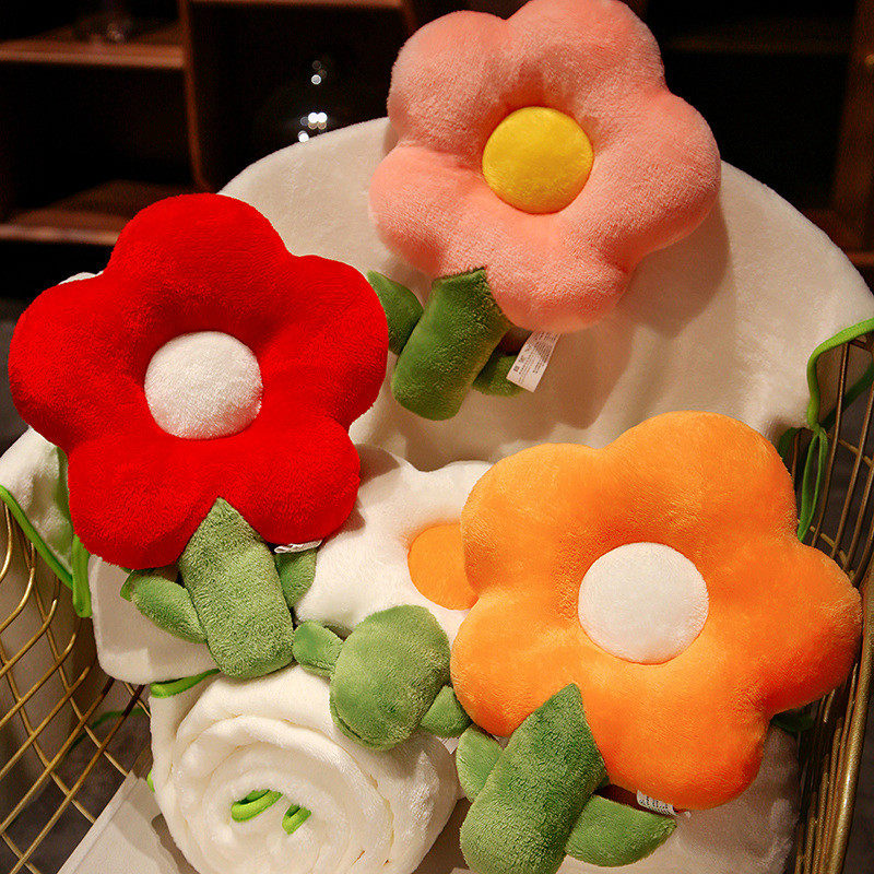 可爱花朵午睡毯子办公室午休盖毯空调披肩毛毯薄款小被子卷毯礼品