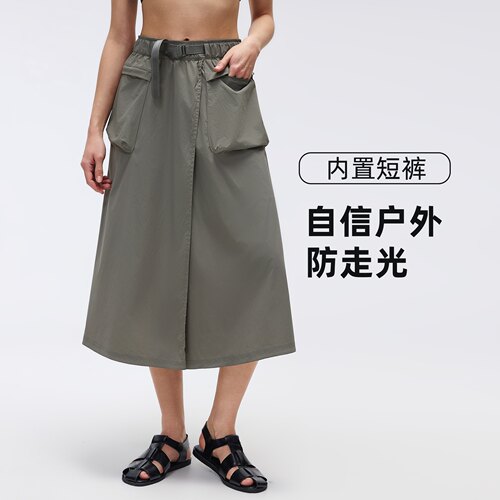 夏季户外防泼水大口袋工装中长裙