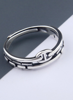 通体纯银复古宫廷双侧个性