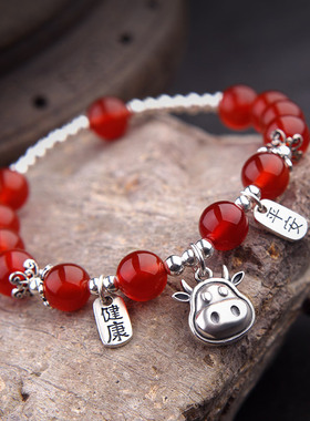 天然玛瑙手链泰银复古女