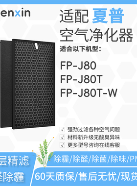 适配夏普sharp空气净化器FP-J80T滤网FP-J80T-W滤芯FZ-H80HFE/DFE