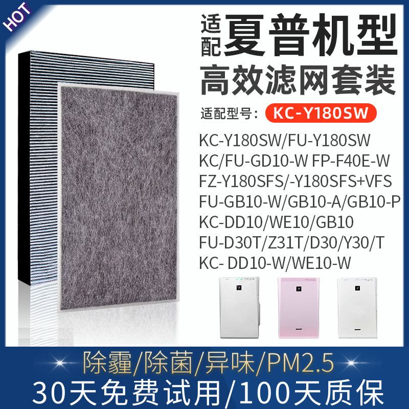 适配夏普空气净化器滤芯KC-Y180SW/DD/GB/WE10-W过滤网KJF180YA/W