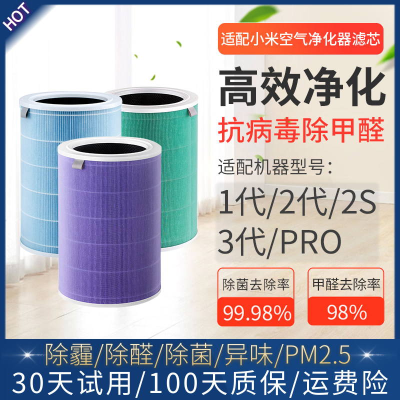 适配小米空气净化器滤芯1代2代2S/3代/Pro通用米家抗病毒除甲醛S1