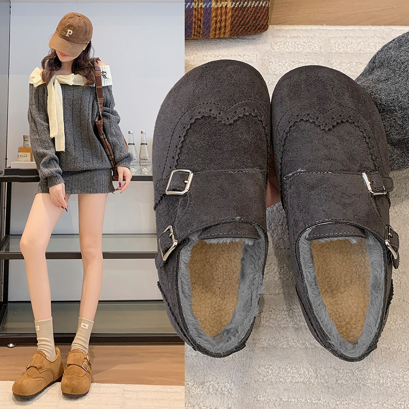 勃肯毛毛鞋保暖棉鞋软底乐福鞋