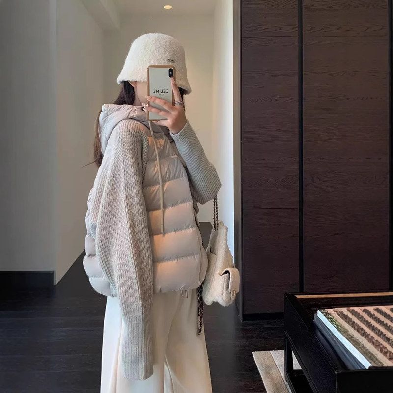 上衣设计感时髦小众女拼接棉服