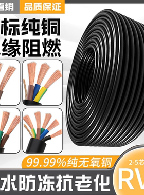 RVV国标纯铜软电缆线2芯3芯防水防冻2.5/4/6平方户外家用软护套线