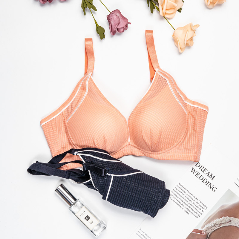 春夏季台湾内衣女无钢圈透气聚拢运动舒适上托收副乳凉爽面料文胸