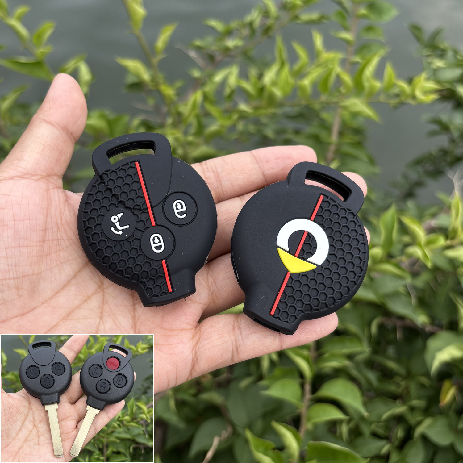 专用奔驰smart 斯玛特Fortwo小精灵汽车遥控器直板钥匙保护套硅胶