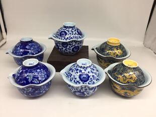 台湾建窑正品茶具配件 黄金龙 青花 牡丹 黑釉金花大小号茶碗