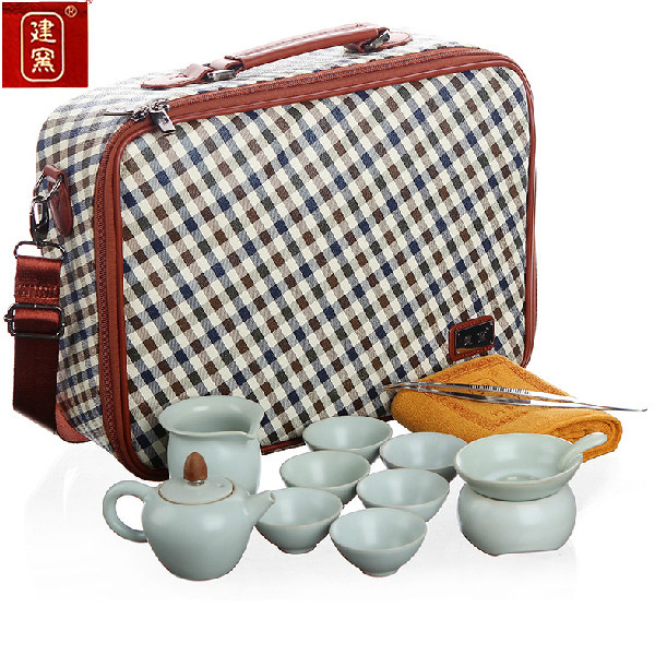 台湾建窑全套旅行功夫茶具汝窑