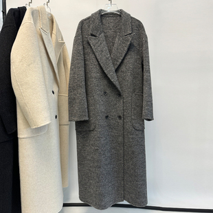 高端6%羊绒双面羊毛大衣女中长款廓型2025新高级感小个子赫本风