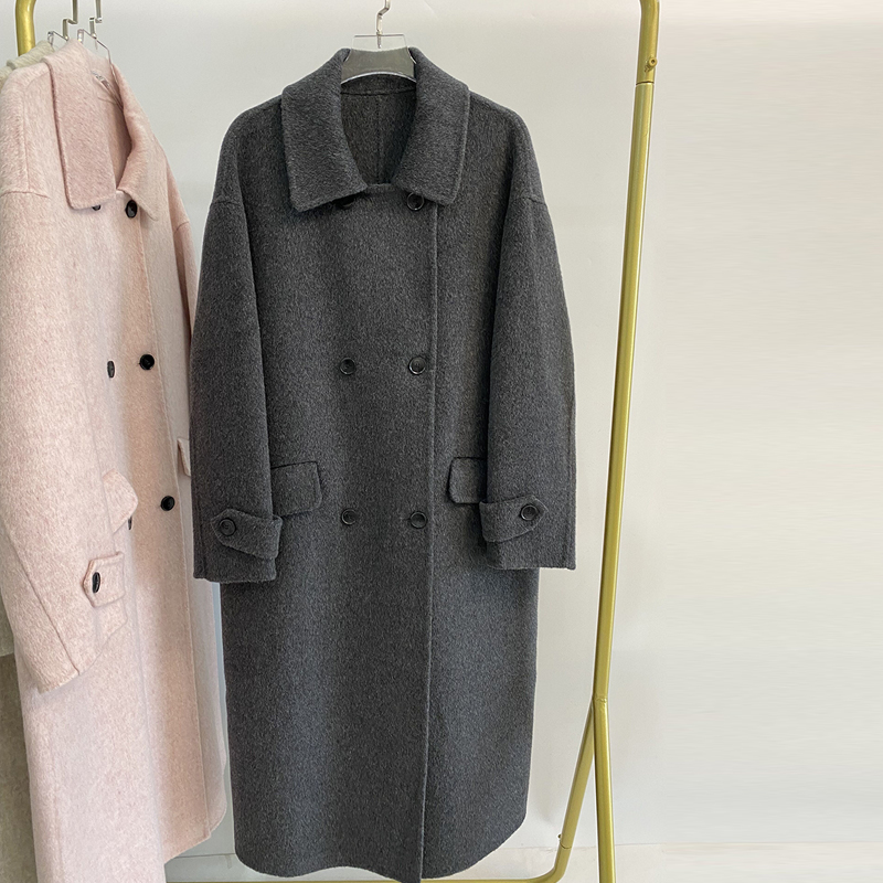 2025双面羊绒大衣女双排扣秋冬