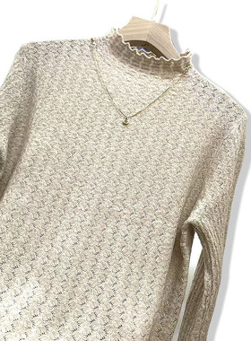 2025秋冬季新款女半高领长袖针织衫毛衣镶钻宽松显瘦百搭上衣