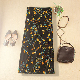 气质碎花侧开叉半身裙女 雪纺中长包臀一步裙时尚 2020春夏装 新款