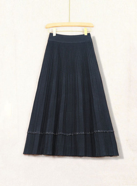 气质显瘦半身裙女士2025秋冬新款高端大摆裙百褶裙毛针织