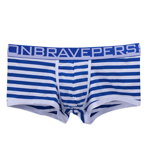 莱卡棉海军风条纹U凸男士内裤