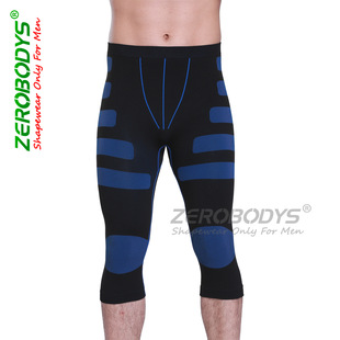 ZEROBODYS男士运动束身裤 高弹速干拼色健身训练束身七分裤男Z398