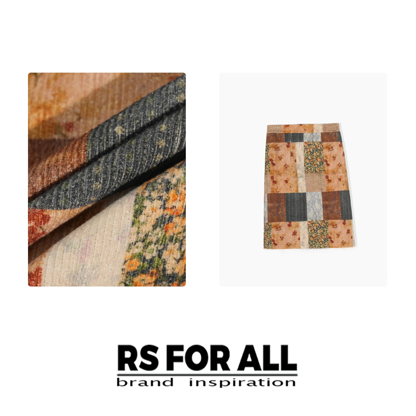 RS FOR ALL  100%棉拼布设计师款气质半身裙RSCS6358