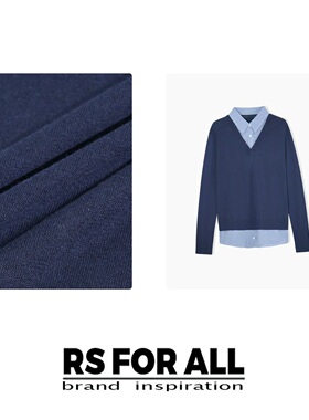 RS FOR ALL  天丝polo领绢丝拼接假两件针织衫RSMM5123