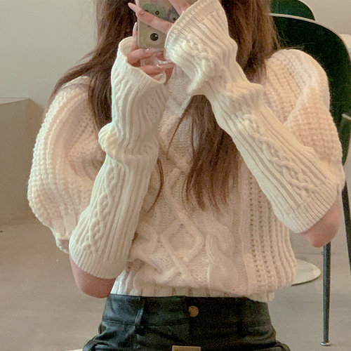 女锦纶半指手臂麻花手套