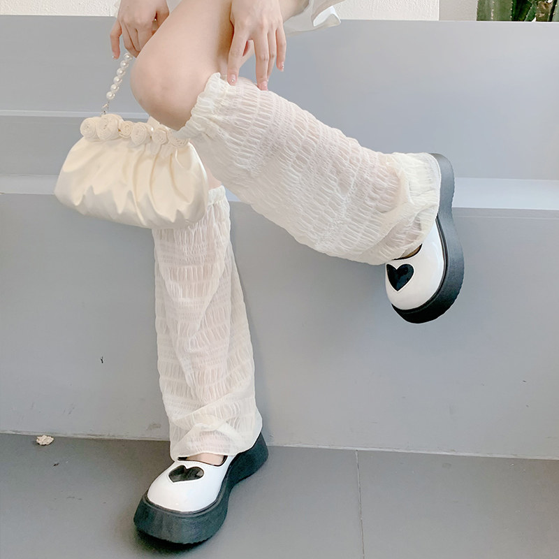 梨鹿 洛丽塔夏季超薄防蚊防晒护腿袜套透气辣妹时尚蕾丝阔腿袜女