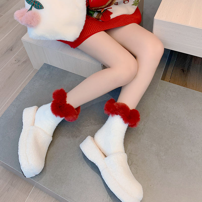 甜美保暖秋冬女圣诞节袜子短袜