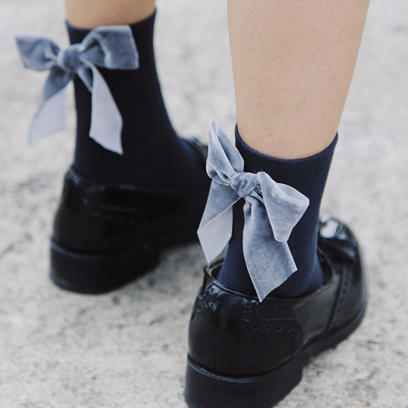 蝴蝶结短袜棉袜甜美女四季