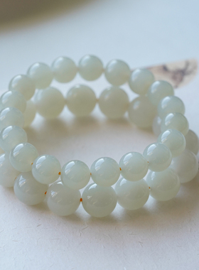 和田玉手串蜂蜜水卡10玉石