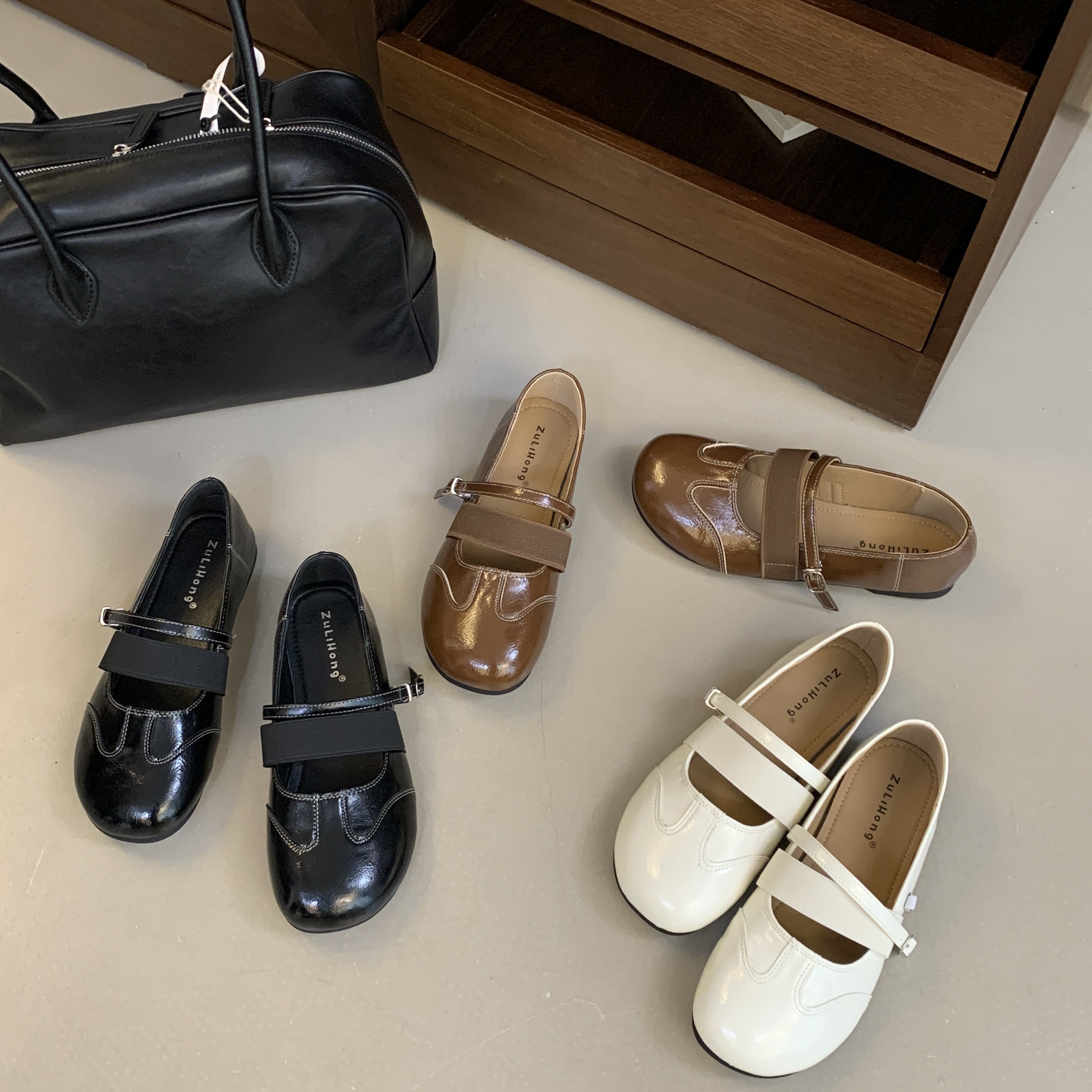 鞋圆头芭蕾舞鞋软底舒适奶奶鞋子